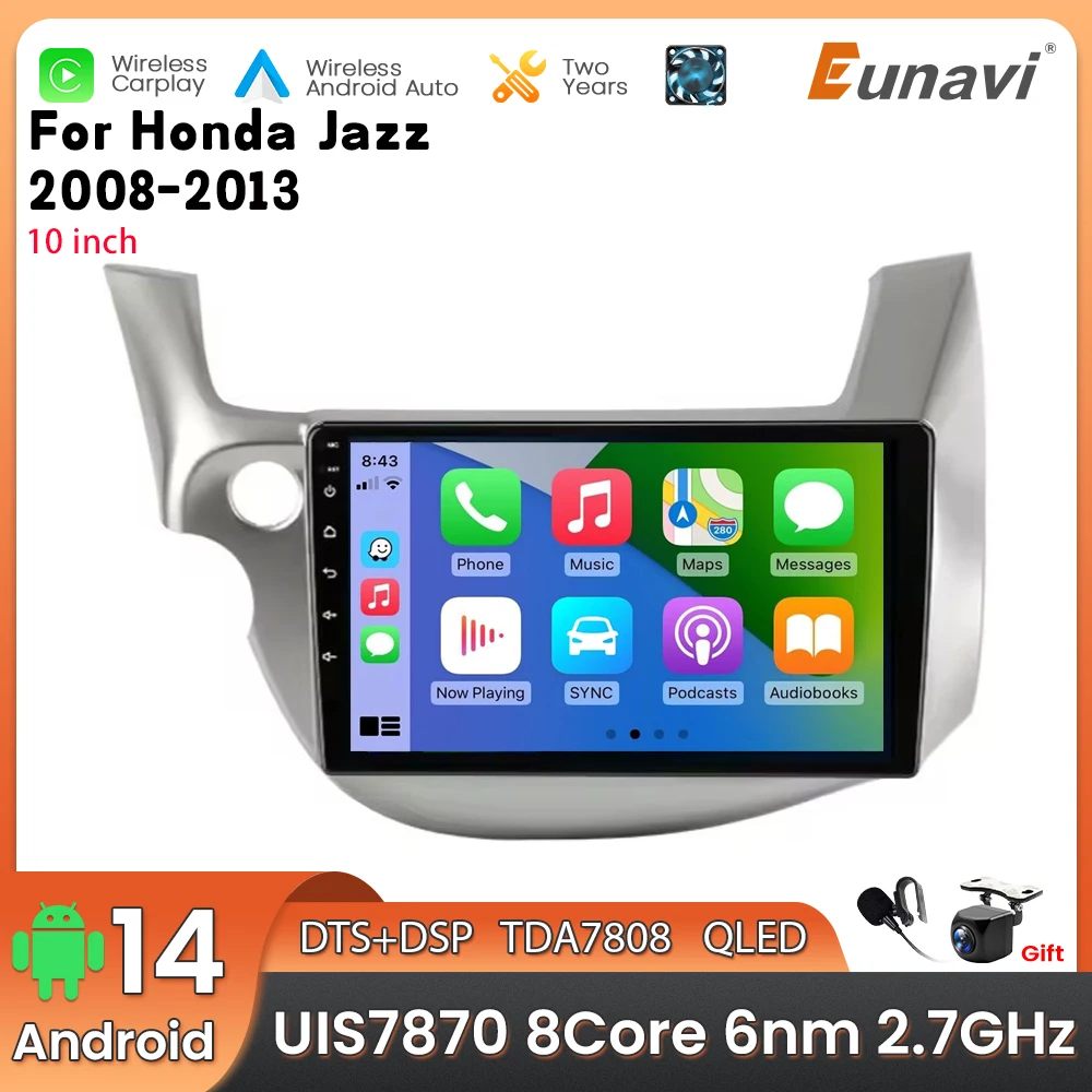 

Автомобильный мультимедийный плеер Android 14 2 Din для Honda Jazz 2008-2013, головное устройство, стерео GPS-навигация BT WIFI