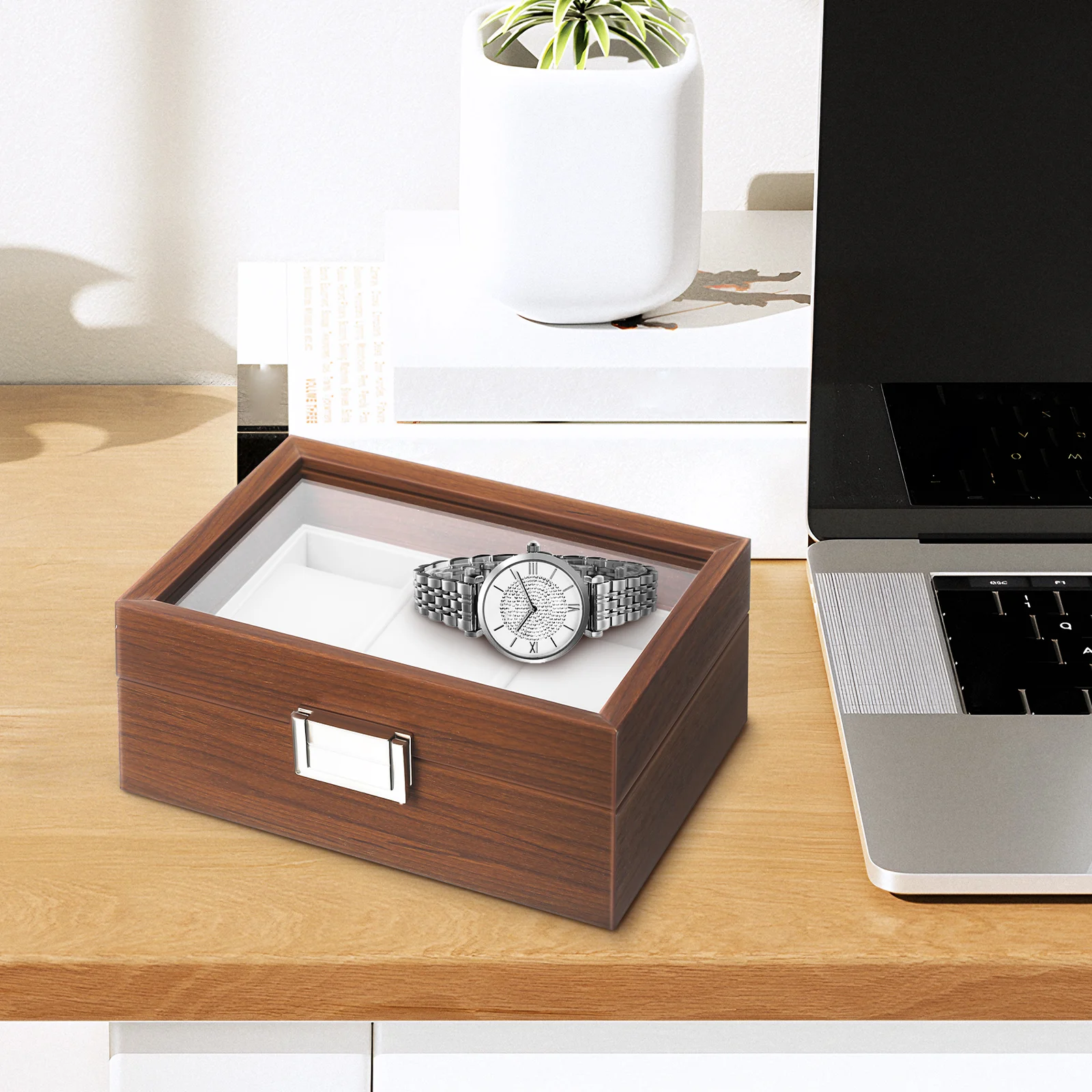 

Storage Box Display Case Organizer For Men Wooden Watch Holder With Lining Vintage Style Decorative Jewelry Box Watch