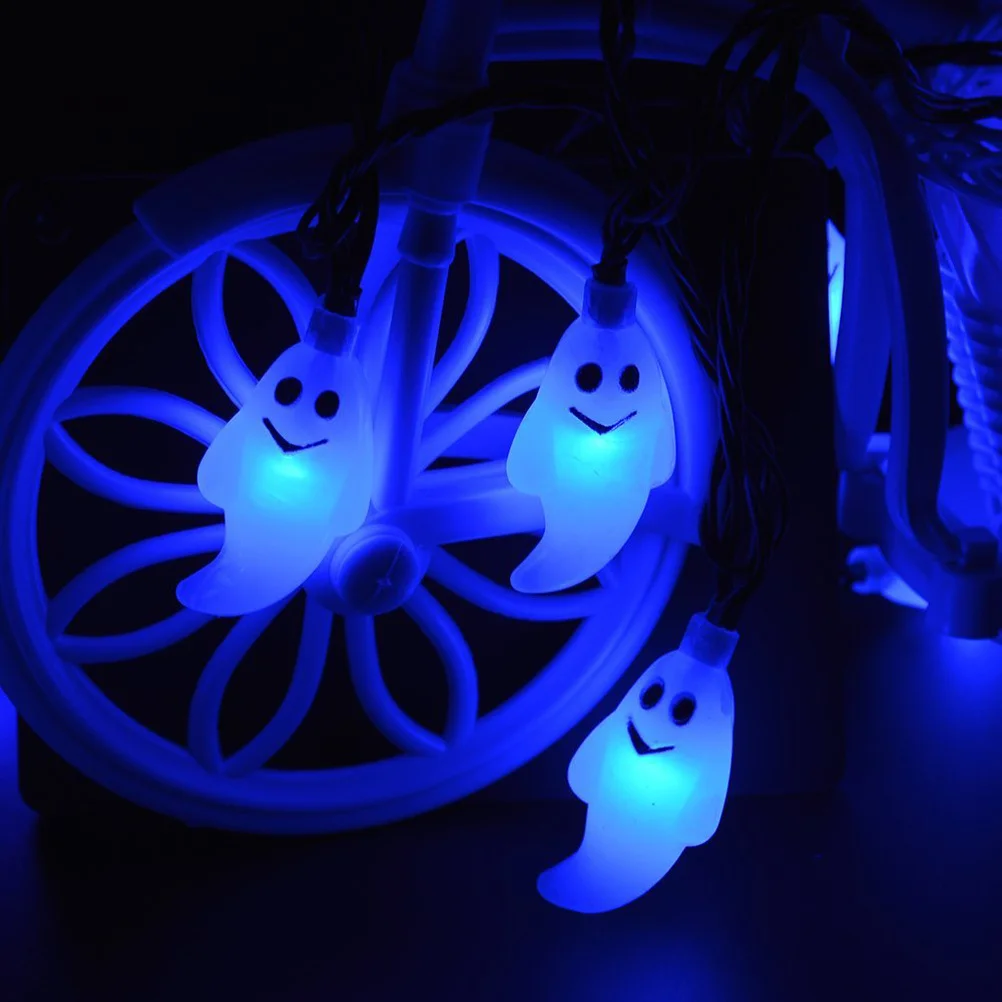 

Outdoor Lights Powered LED Ghost String Halloween Yard Decorations Solar Post Blue Lawn