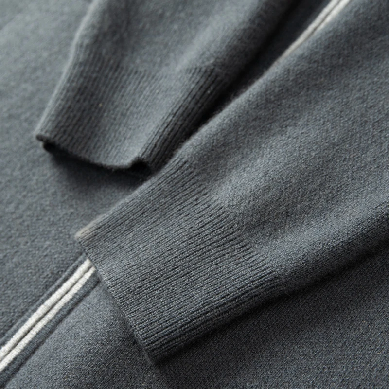 100% Cashmere Coat Men's Knit Hooded Zipper Cardigan Autumn/Winter New Business Casual Large Size Sweater Men's Clothing Jacket