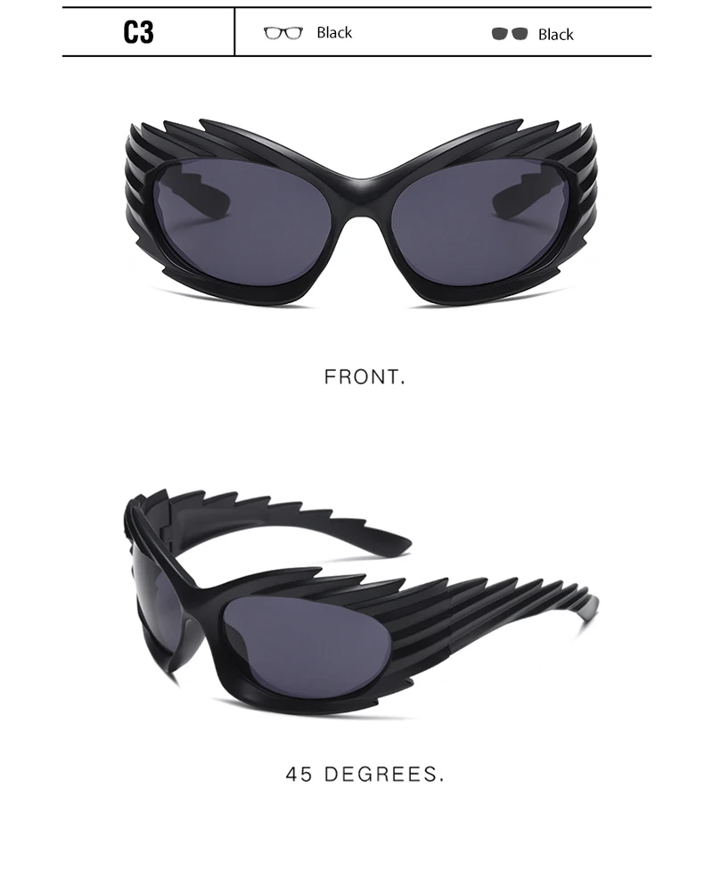 CRIXALIS Y2k Wrap Runde Goggle Männer Sonnenbrille 2025, Mode Sport Sonnenbrille Frauen Brillen Trendy Marke Design Shades UV400 – Detail 11