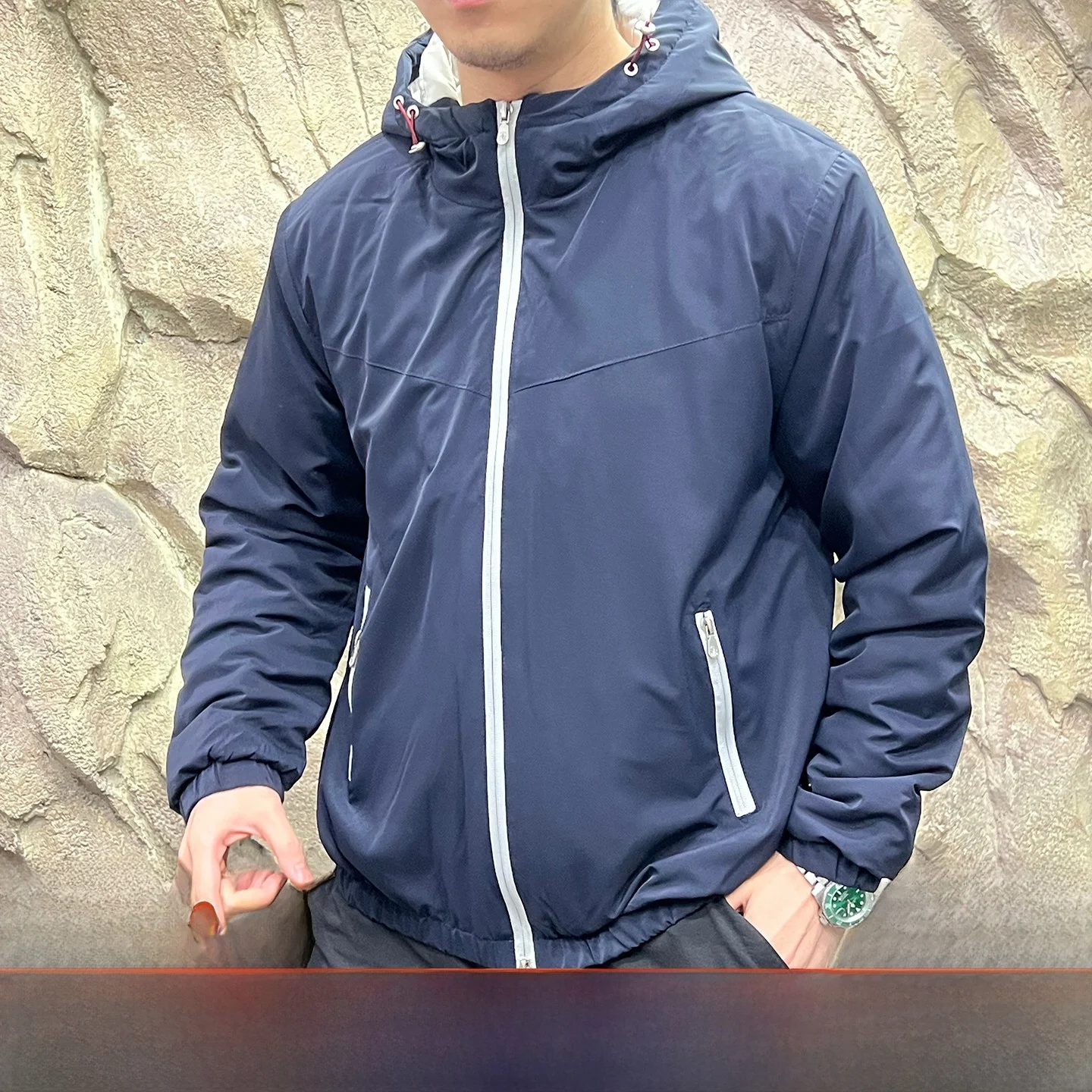 

Роскошная мужская повседневная хлопковая куртка с капюшоном, шелковая шерсть, осень-зима, элитная модная подставка, подходит для Long Sve Pure Color