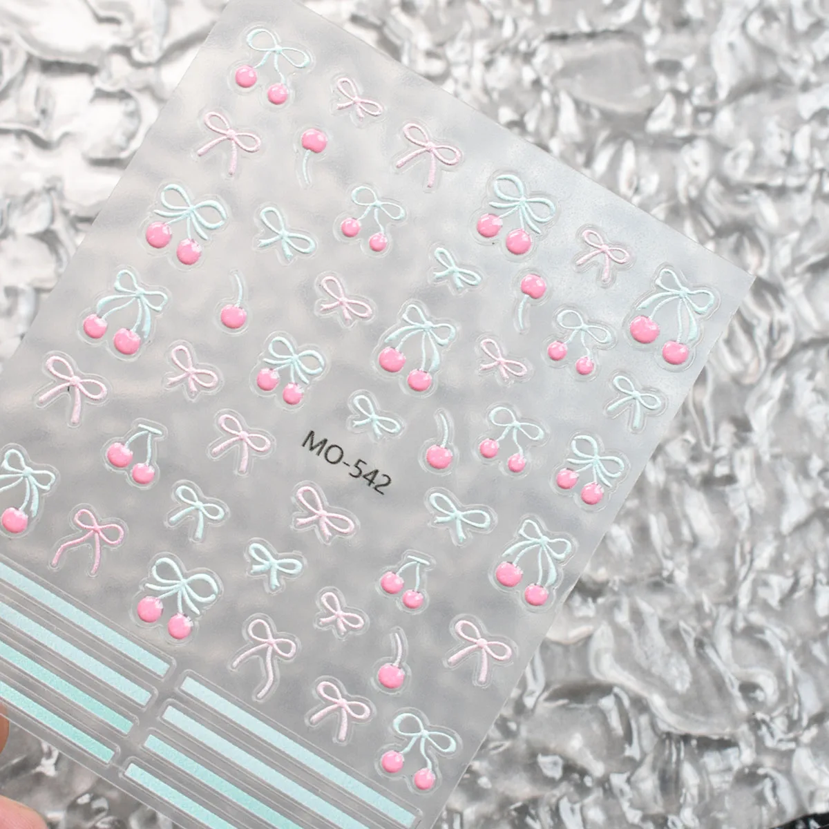 1 stks 3D Mint Cherry Strik Verse Jelly Nail Charm Stickers Reliëf Slider Decals Zomer Zelfklevende Manicure Decoratie