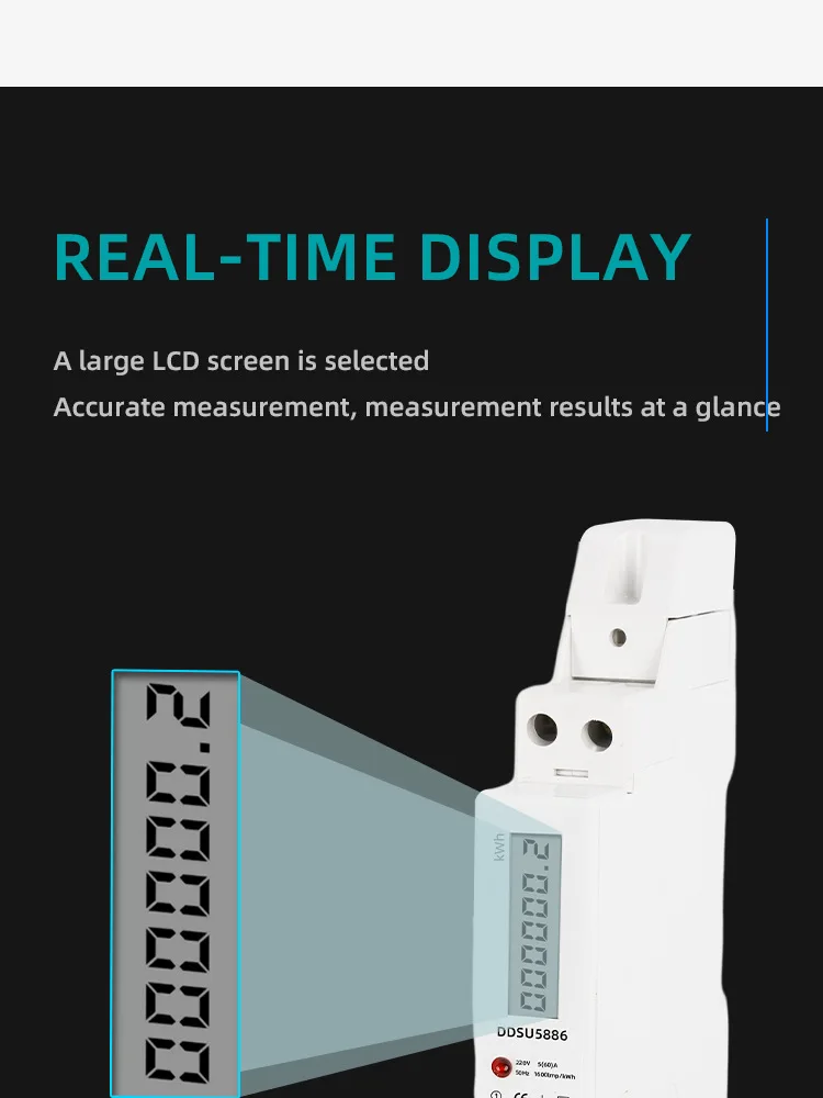 1P miniature single-phase liquid crystal with backlight counter display intelligent rail type energy meter