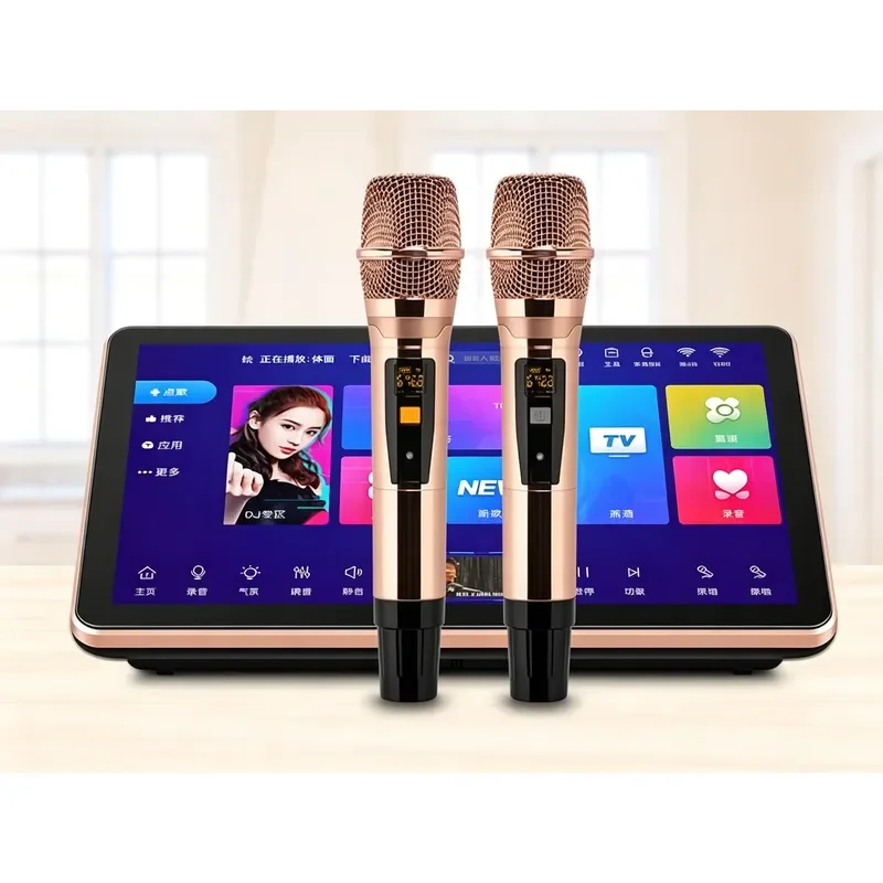 6TB 18.5 Inch Handheld Portable Karaoke All in One Machine Touch Screen Jukebox With Wireless Mics for Home Outdoor Party