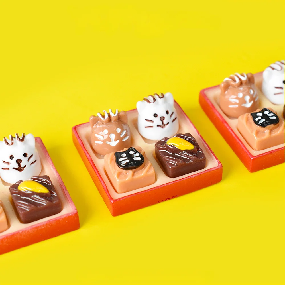 

USER-X Japanese Food Toys Fortune Cat Cakes Chocolate Bento Resin Ornaments DIY Miniature Food Toys Creative Ornaments Dollhouse