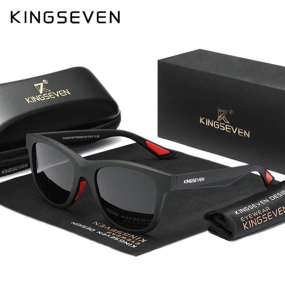 KINGSEVEN Marken-Sonnenbrille mit quadratischem Rahmen für Männer und Frauen, zum Fahren, Angeln, polarisiert, UV400
