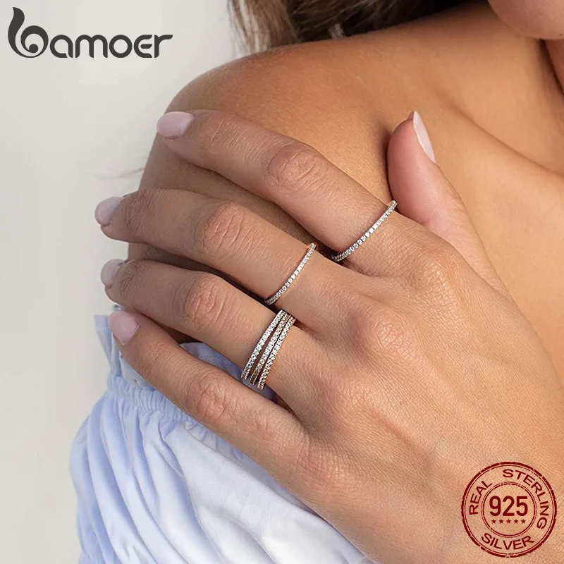 Women's 925 Sterling Silver CZ Stackable Ring, Statement Jewelry