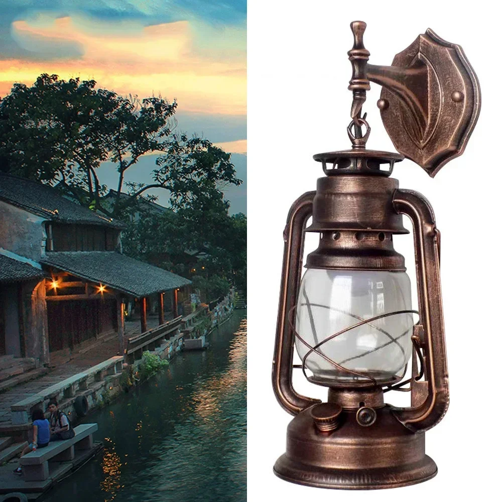 

NEW Outdoor Retro Nostalgic Lamp E27 Socket Metal and Plastic, Rustic Wall Light, Vintage Lantern Lamp, Garden Retro Wall Light