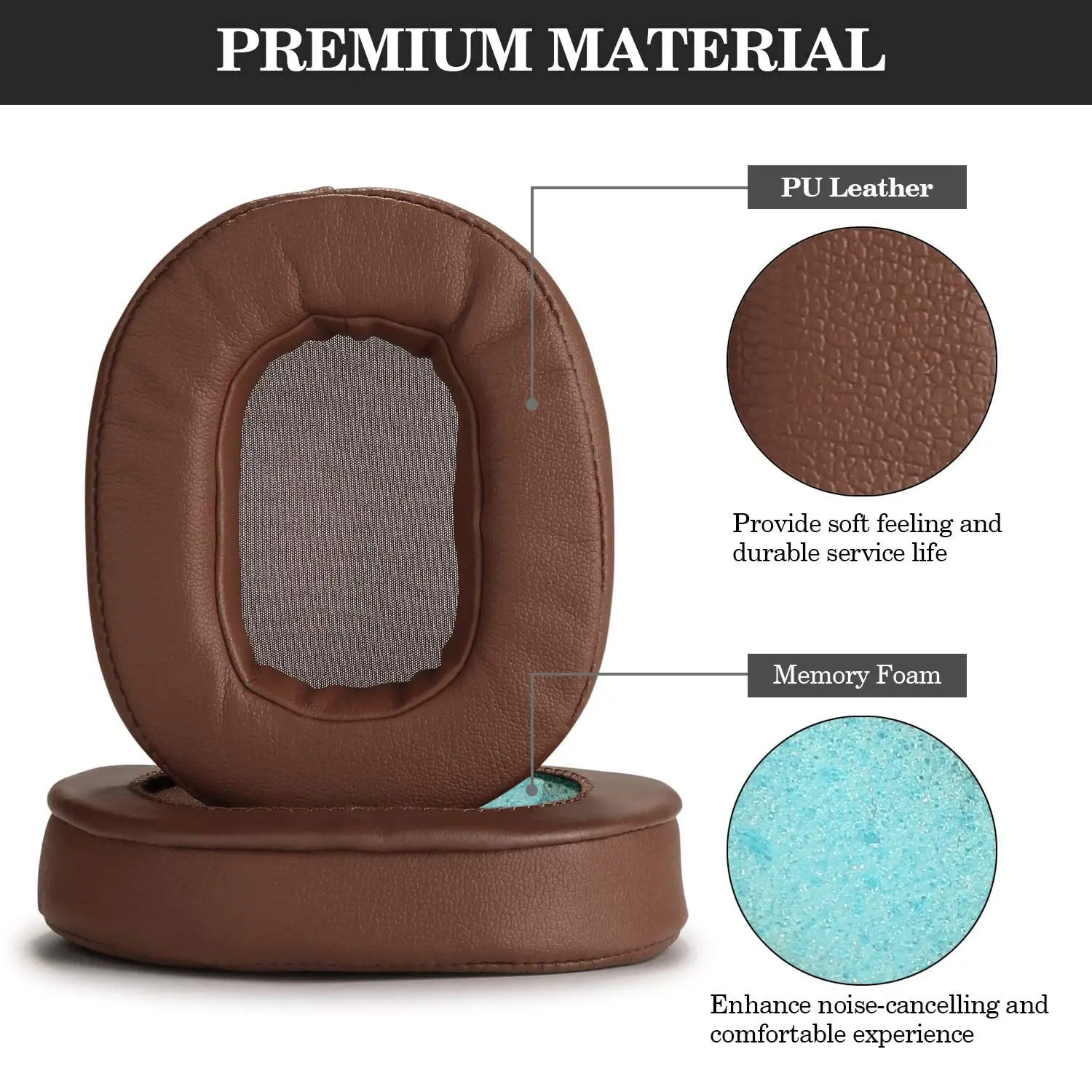 イヤークッション用フォームパッド,M50x,m40x, m30x, m20,ブラウン