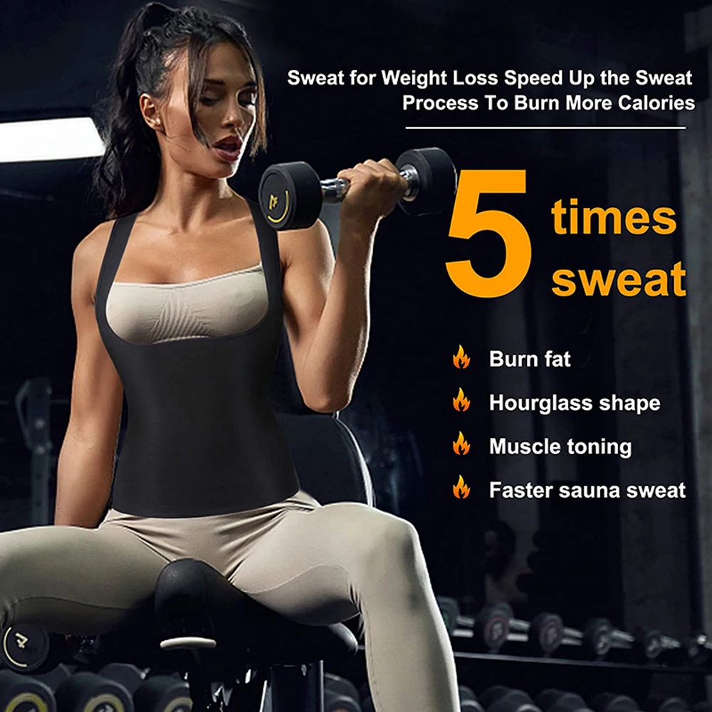 Sauna Vest Sweat Suit Shapewear Tank Top Workout Weight Loss Body Sweatsuit Exercise Fitness Gym Women Girls Heat Trapping Sweat