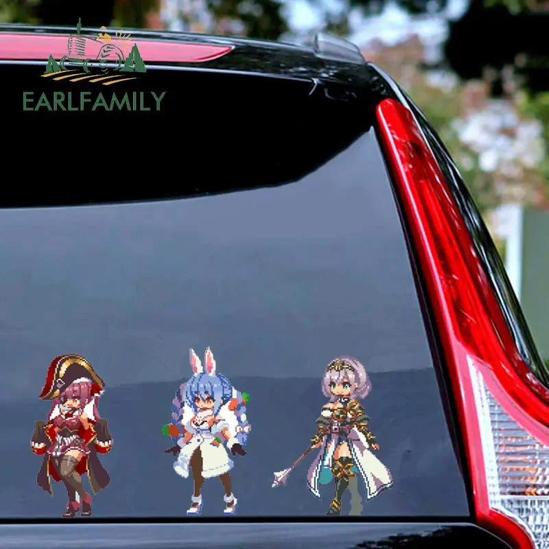 EARLFAMILY 13cm for Hololive Pixel Style Car Stickers Chibi Anime Windows Trunk Creative Decal Graffiti Personality Waterproof