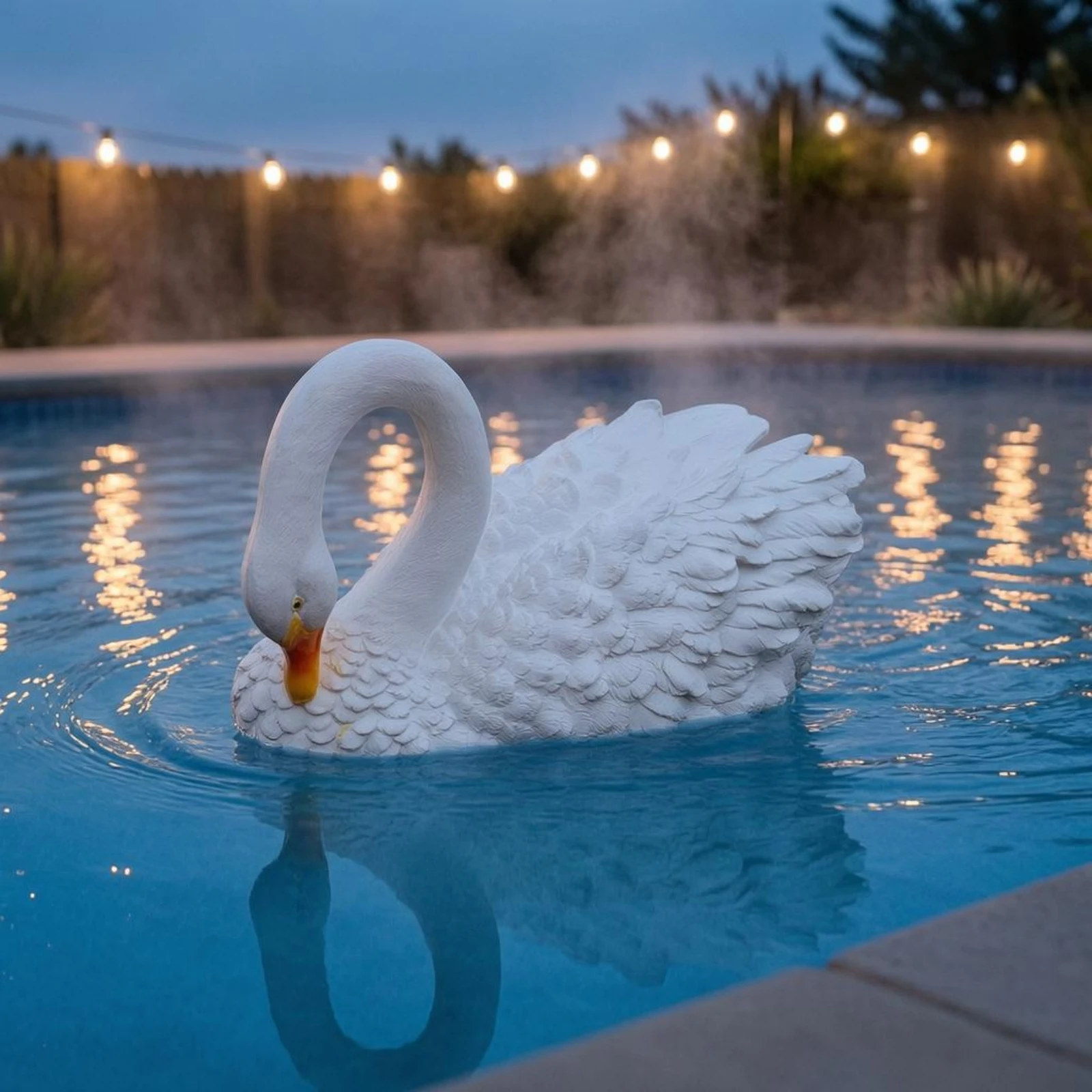 Floating Swan Ornament Feather Texture Floating Swan Statue Animal Sculpture Realistic Garden Decor Durable for Courtyard - view 5