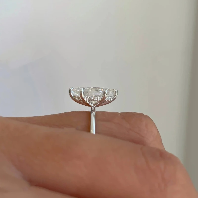 GRA 2CT ريال ماركيز مويسانيتي الماس خواتم الخطبة الزفاف للنساء 925 فضة فاخر الأحجار الكريمة غرامة مجوهرات