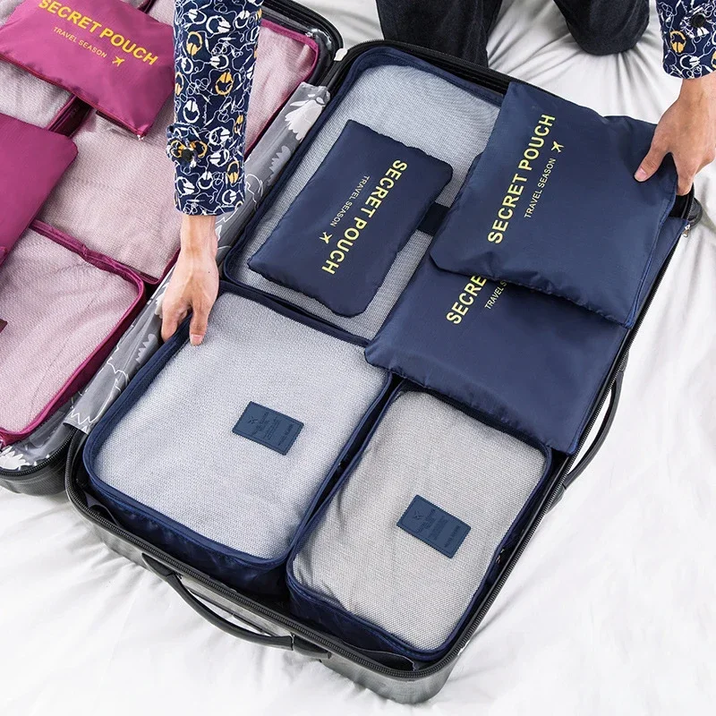 6pcs Bag Large Capacity Travel Storage Suitcase Storage Luggage Clothes Sorting Organizer Set Pouch Case Shoes Packing Cube