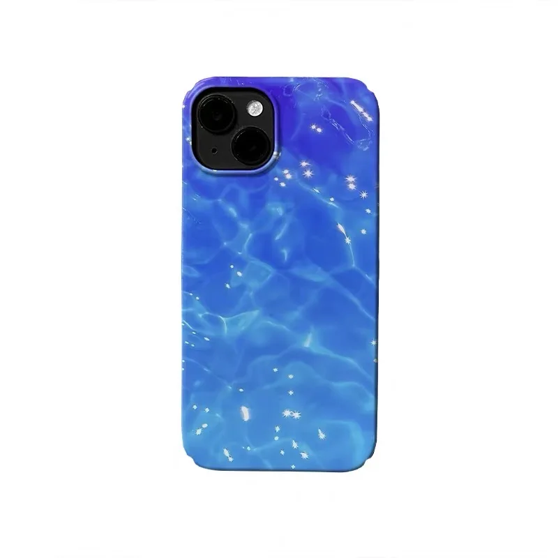 

Ins Korean Blue Seawater Ripple Case for IPHONE 17 16 ProMax 15 14 Plus 13 12 MINI 11 PRO 16Plus XR XS MAX Acrylic Phone
