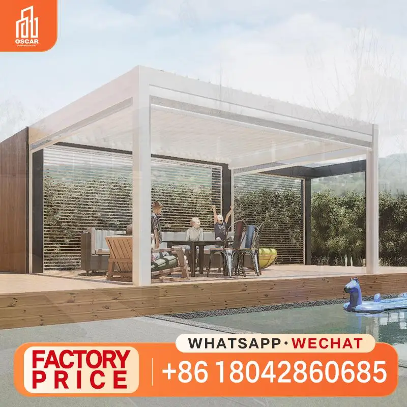 

High Quality 8x3m 8x8m 16x22m Louvered Pergola for Garden Patio Backyard Outdoor Structure Shading