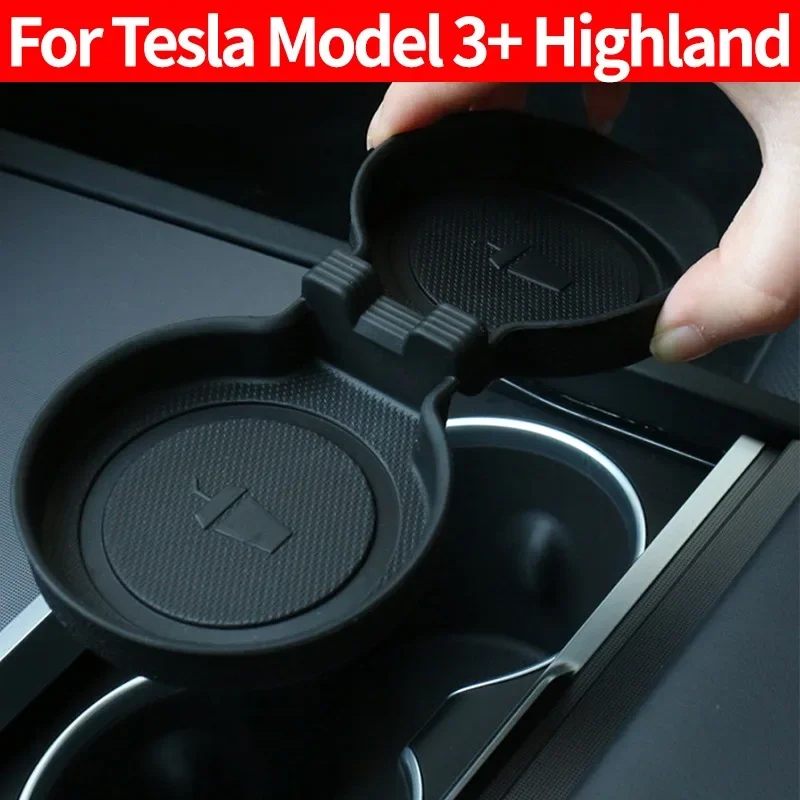 Suitable for Tesla Model 3+Highland 2024 Car Cup Mat Centerl Console Water Cup Mat TPE Waterproof Cushion Interior Accessories