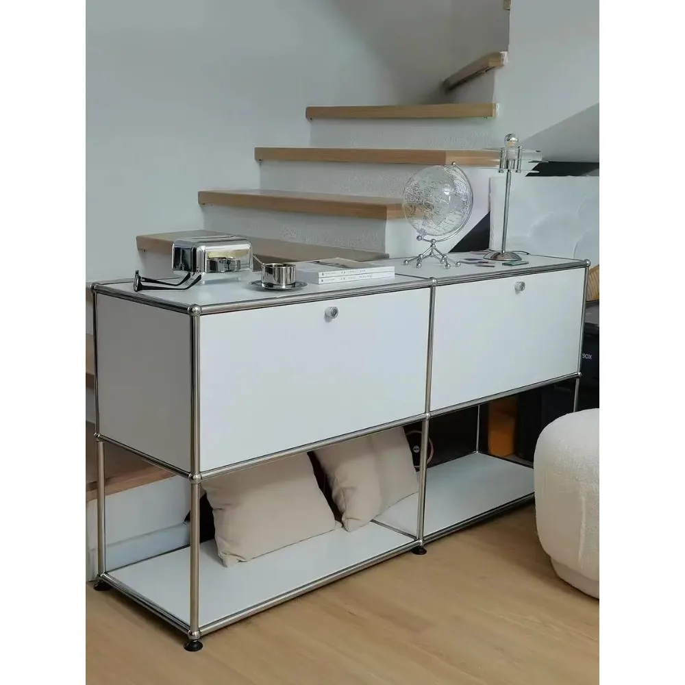 

Customized antique USM module cabinet combination, stainless steel dining edge cabinet, minimalist INS style