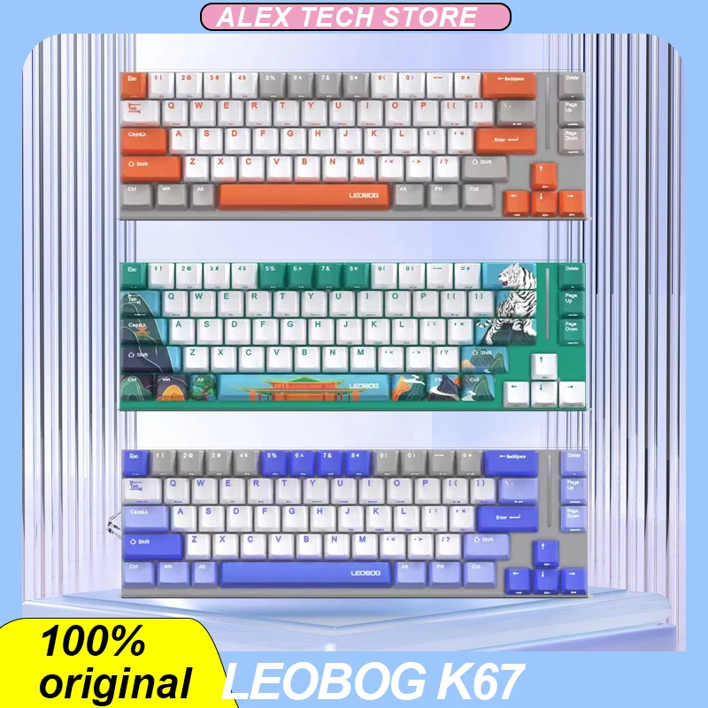 

Leobog K67 Mechanical Keyboard 3-Mode Wired Bluetooth 67keys Hot Swap Pbt Keycaps Ice Crystal Switch Customized Gaming Keyboard