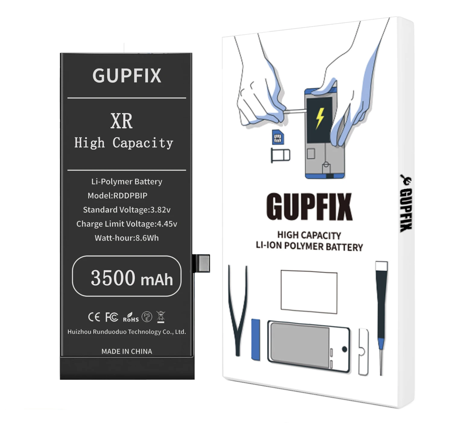 

GUPFIX Battery no Tools For iPhone X XR XS 11/12/13/14/15 Mini Max Pro Promax Real High Capacity Replacement Battery