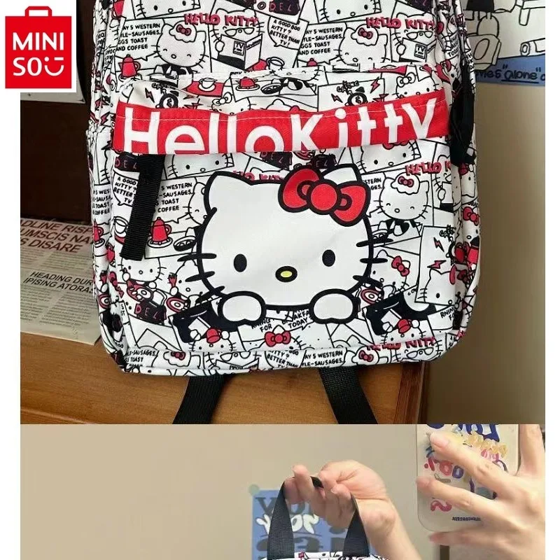 Miniso Disney Cartoon Hellokitty Grote Capaciteit Student Rugzak Campus Vrije Tijd Veelzijdige Kinderen Rugzak