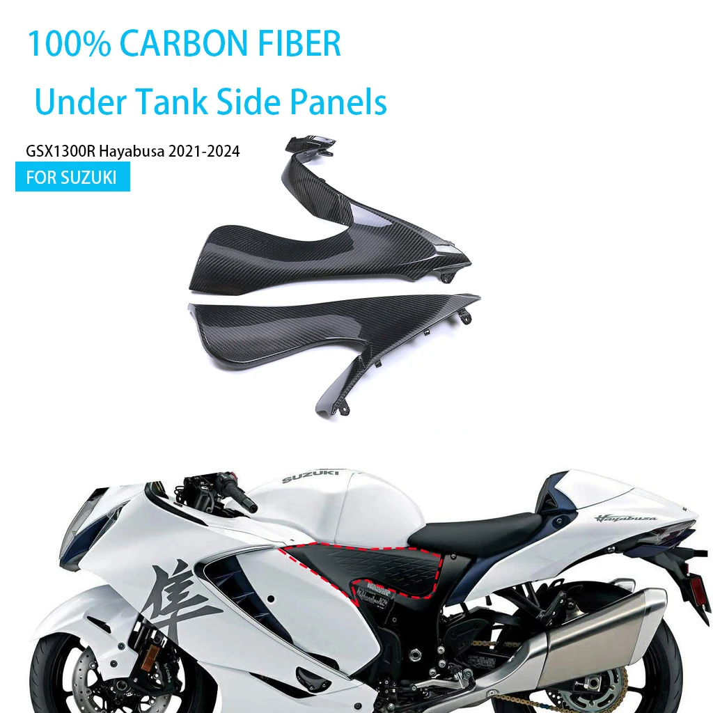 For SUZUKI GSX1300R Hayabusa 2021 2022 2023 2024 Motorcycle Carbon Fiber Under Tank Side Panels Fairings Cowling Accessories