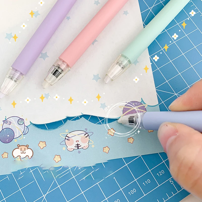 Portable 1pc Sticker Cutting Machine Manual Account Sticker Paper Cuttings Pen Cutter Knife Ceramic Push Blade Pen-shaped  Knife