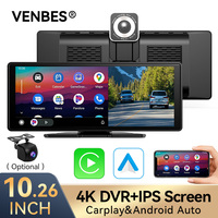 VENBES 10.26 Inch Portable 4K DVR Car Radio Wireless Carplay Android Auto Mirrorlink Build-in Car Multimedia Player Touch Screen