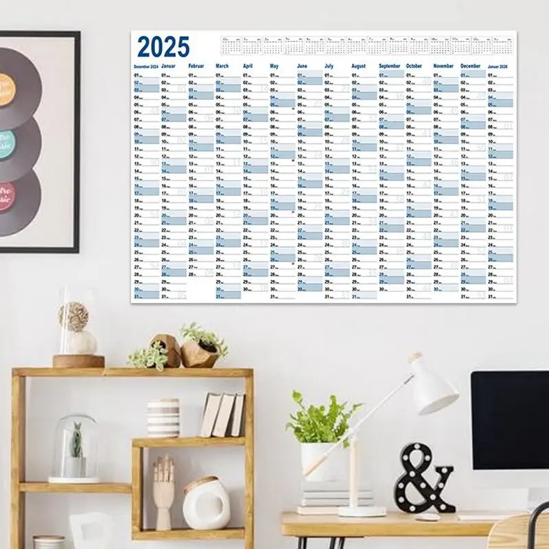 2025 Wall Poster Calendar 365 Days Kraft Paper Poster Calendar In Landscape Format Multifunctional Foldable Wall Annual Calendar