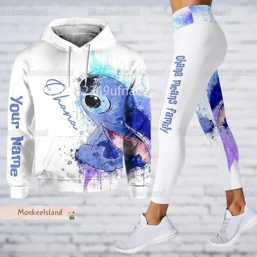 Personalized Disney Mickey Mouse Minnie 3D Women's Hoodie and Leggings Suit Minnie Yoga Pants Sweatpants Fashion Sports Suit Set