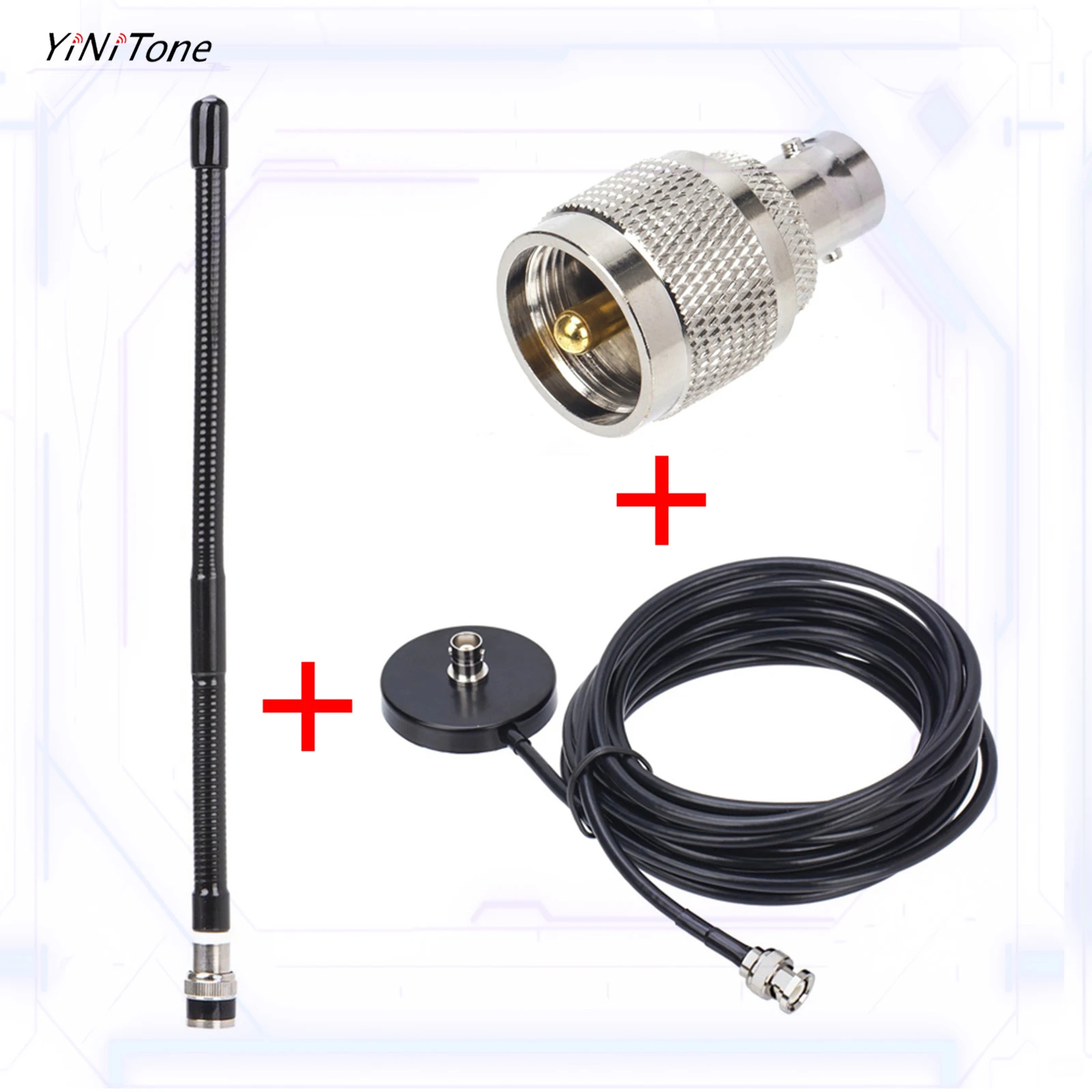 Kit de antena de rádio cb 27mhz pl259/bnc, conector macho de longo alcance, chicote macio, conjunto de adaptador de estação base magnética para kenwood