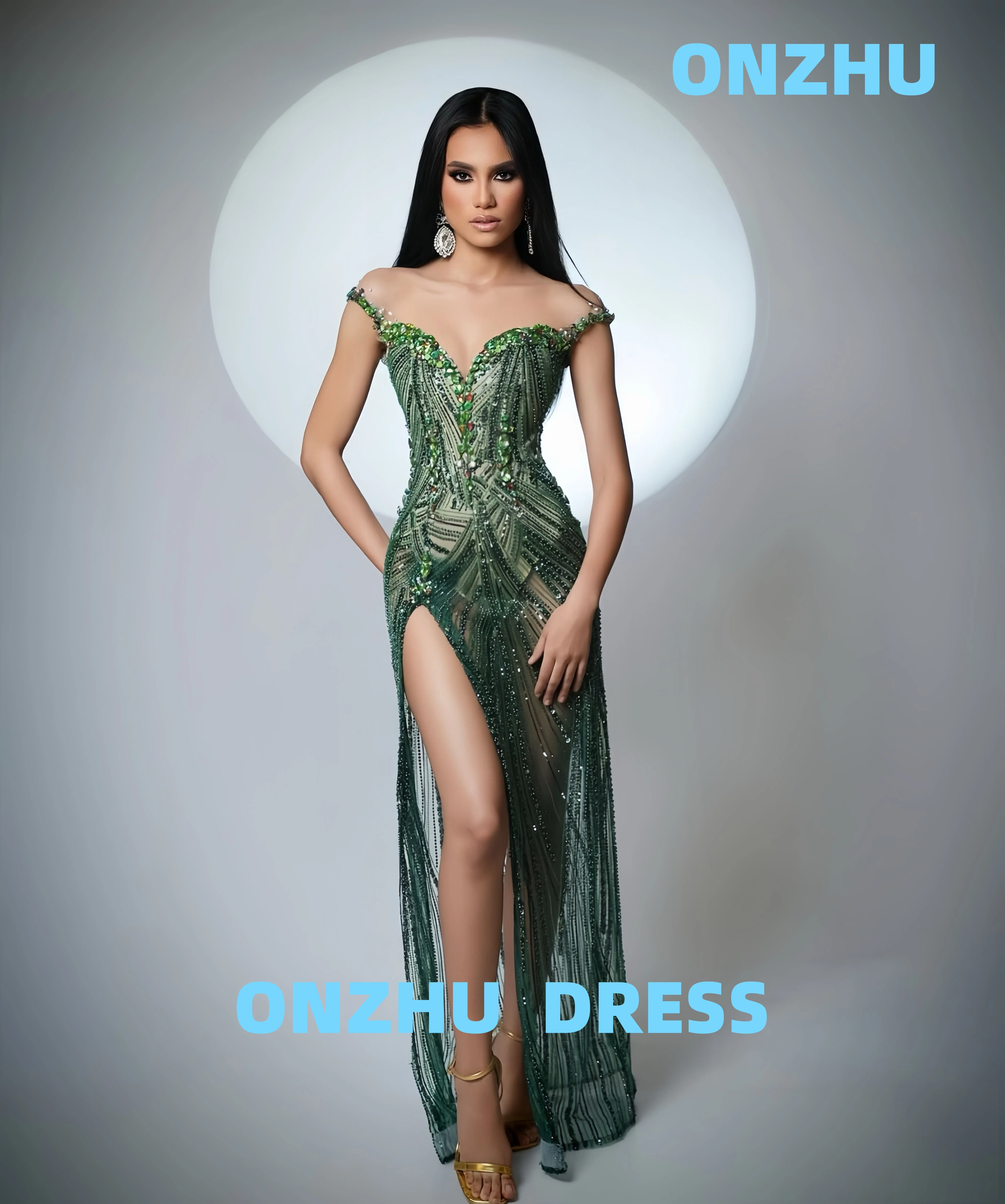 

Индивидуальные роскошные вечерние платья с v-образным вырезом и разрезом на плечах, сексуальные роскошные вечерние платья amanda's novias, женское вечернее платье