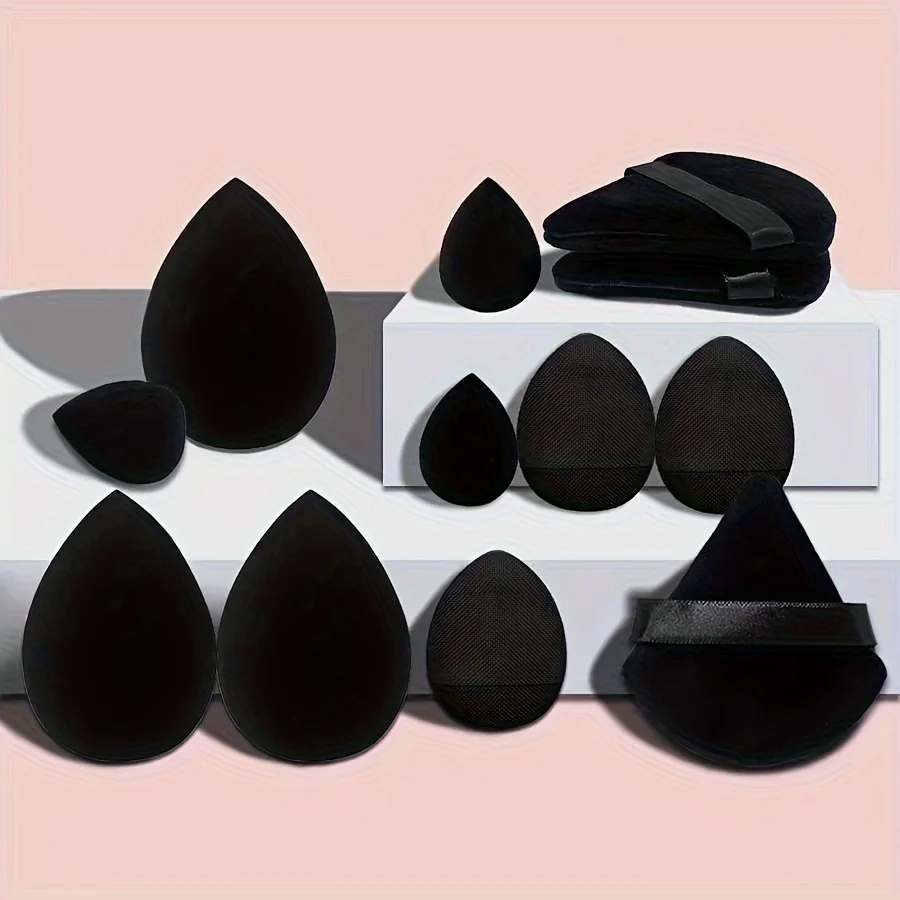 12-Piece Makeup Puffs With Multiple Specifications Combination Set, Soft Triangular Makeup Puffs, Loose Puffs, Mini Sponge Beaut