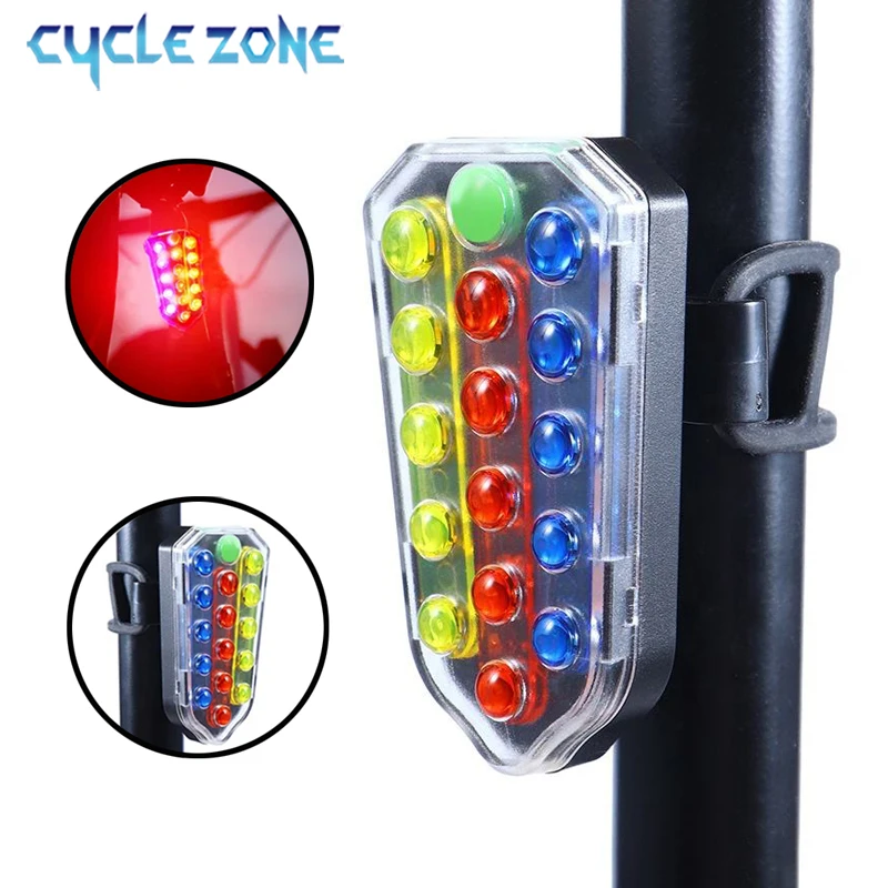 

9 Light Modes Bike Rear Light Rechargeable Bicycle Taillight Colorful 15 LED Cycling Warning Tail Light for Night Riding Safety