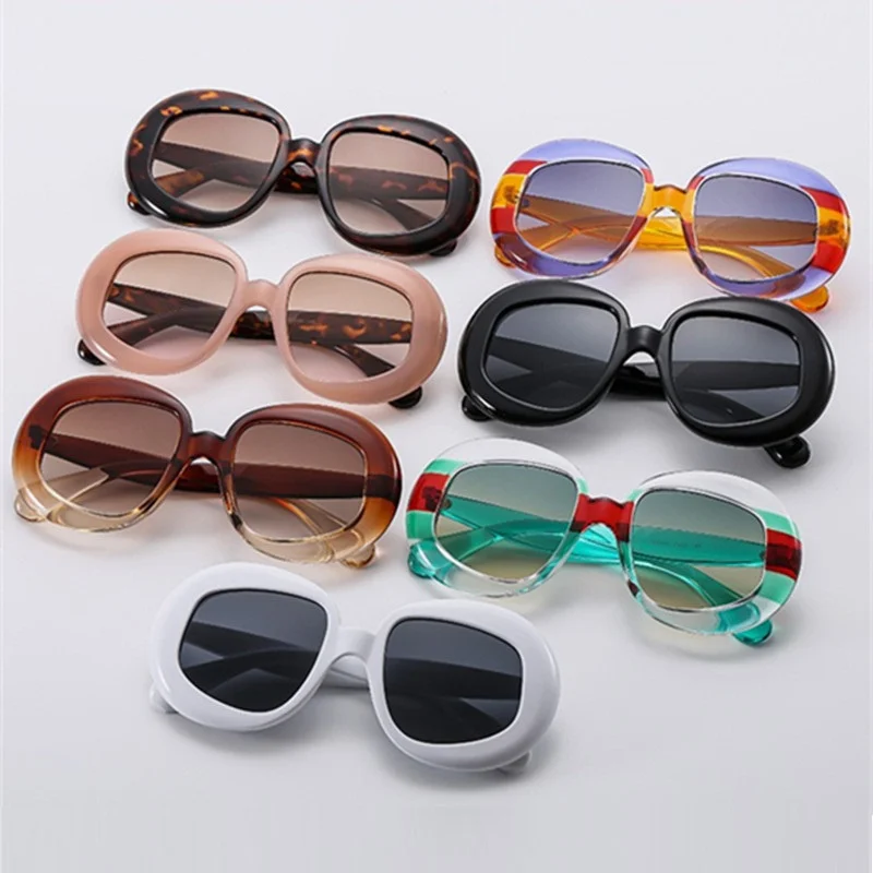 2026 New Colorful Punk Sunglasses for Women Popular Rainbow Round Sunshade Oversize Lady Fashion Gradient Color Shades Eyeglasse