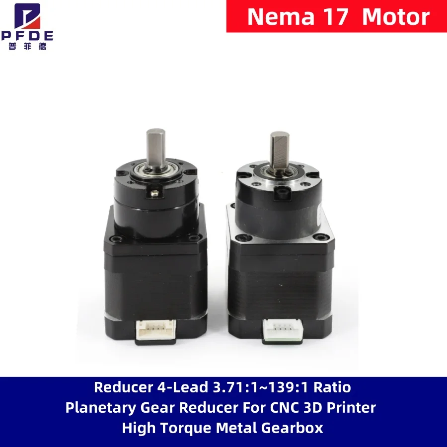 Nouveau réducteur de moteur pas à pas Nema 17, 4 fils, rapport 3.71:1~139:1, réducteur à engrenages planétaires pour imprimante 3D CNC, boîte de vitesses métallique à couple élevé