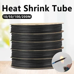 100 Meters/10M 3:1 Heat Shrink Tube Black with Glue Polyolefin Shrinking Assorted Ratio Adhesive Wire Cable Sleeving Tubing