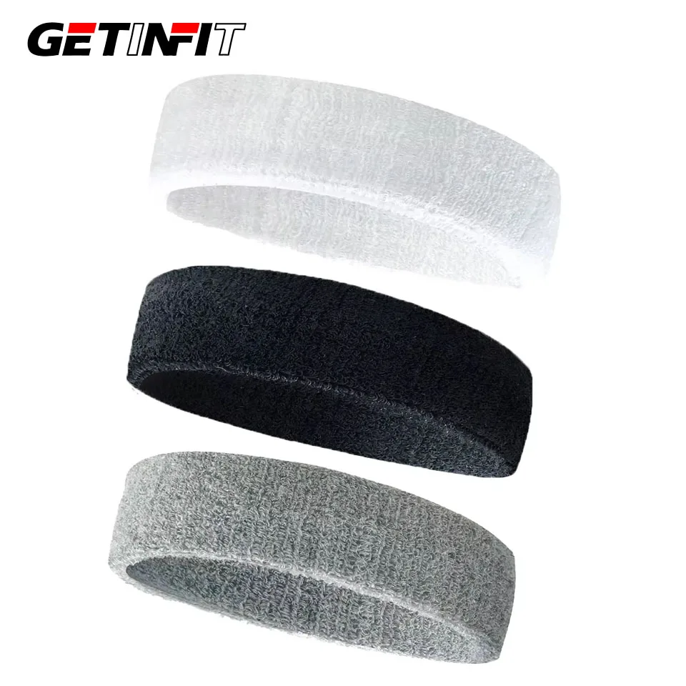 GETINFIT 3Pcs Sports Elastic Headband Breathable Sweat-Absorbing Towel Cycling Running Fitness Antiperspirant Hair Band Uni