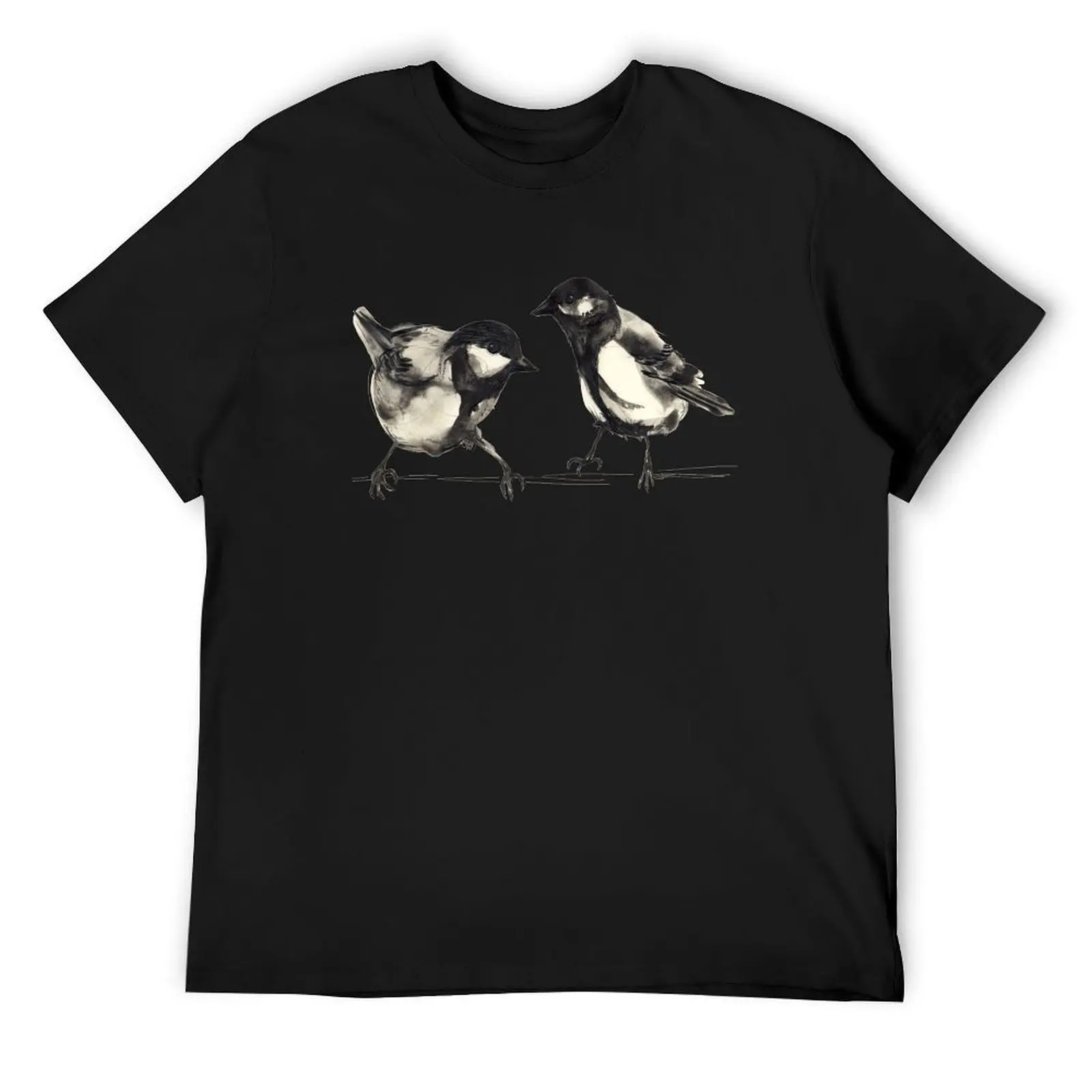 

Birds perched on branch. Parus major. Chickadee T-Shirt topping anime figures Anime t-shirt vintage mens cotton t shirts