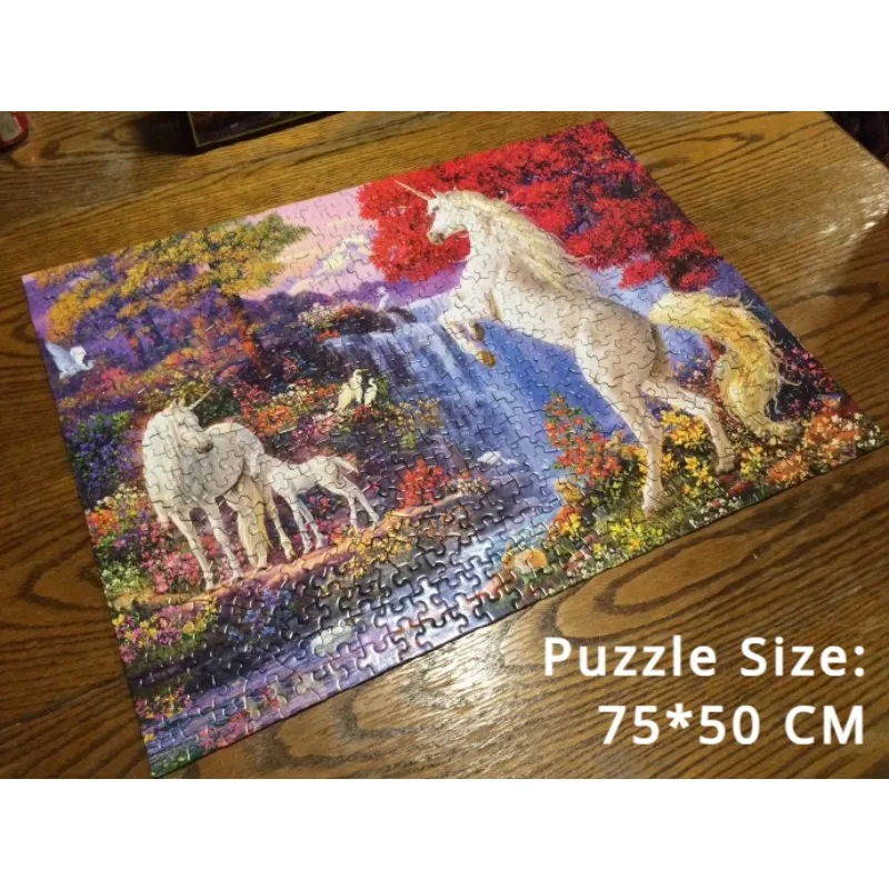 75*50cm Paper Jigsaw Puzzle 1000PCS Unicorns Animals Adults Stress Relief Children Educational Entertainment Toys Christmas Gift