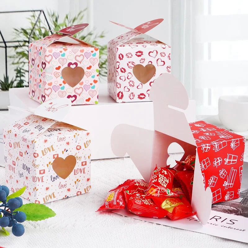 10/50/100pcs Candy Box for Valentine's Day Gift Packaging Biscuits Egg Tarts Cookies Packaging Decorative Wedding Birthday Party