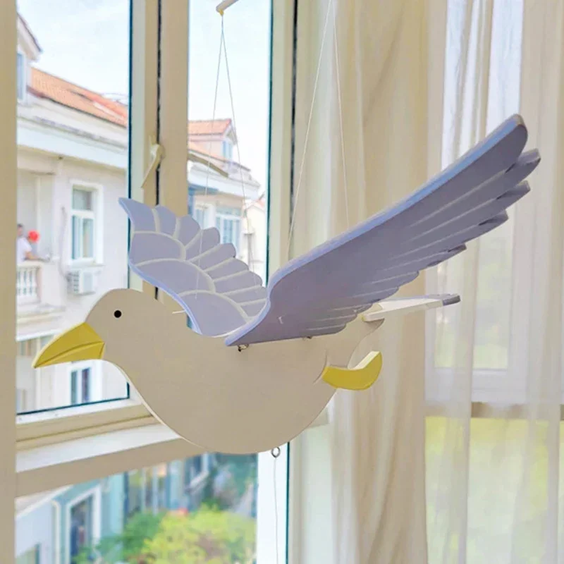 Wooden Art Flying Seagull Balance Figurines Wall Hanging  Home Window Outdoor Porch Courtyard Decoration Accessories