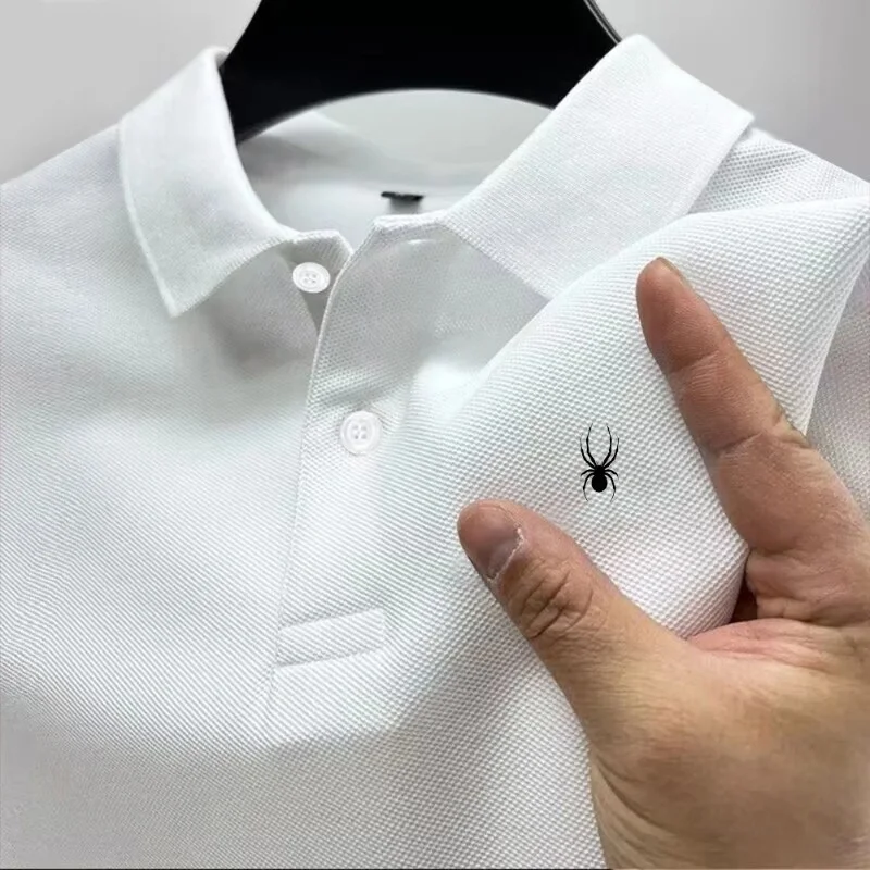 

Summer New Men's Lapel Business Polo Shirt, High-quality Printed Solid Color Casual Versatile Short Sleeved T-shirt Top