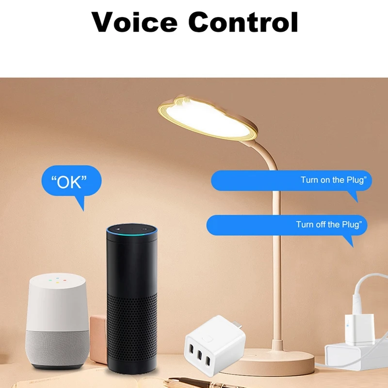 Tuya Zigbee Type-C Smart Adaptor Plug 3 Gang Mini USB-C Power Adaptor Charge Plug Timing Voice Control For Alexa