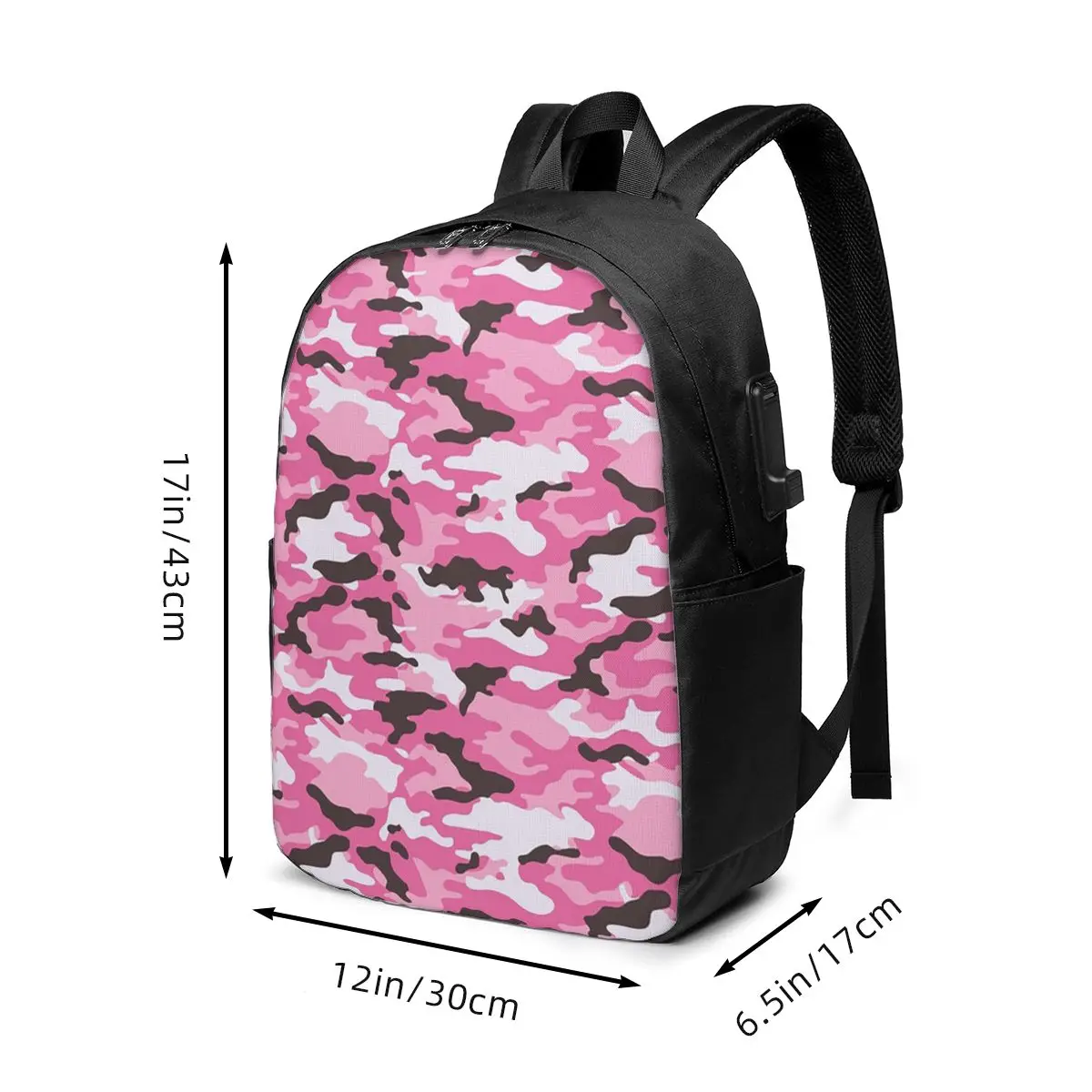 Camouflage Camo Pink Backpack Travel Notebook Bag Computer College Student School Bag Laptop Shoulder Bags for Men Women