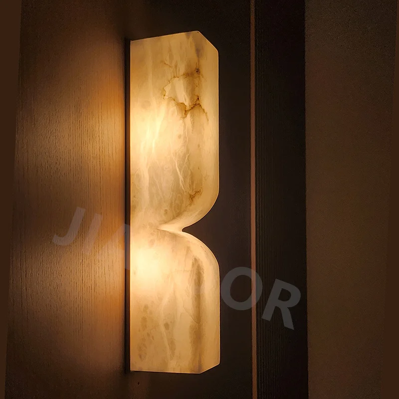 Indoor Decoration Design Marble Creative Minimalist Bedroom Bedside For Living Room Dining Room Alabaster Luxury Wall Lamp LED