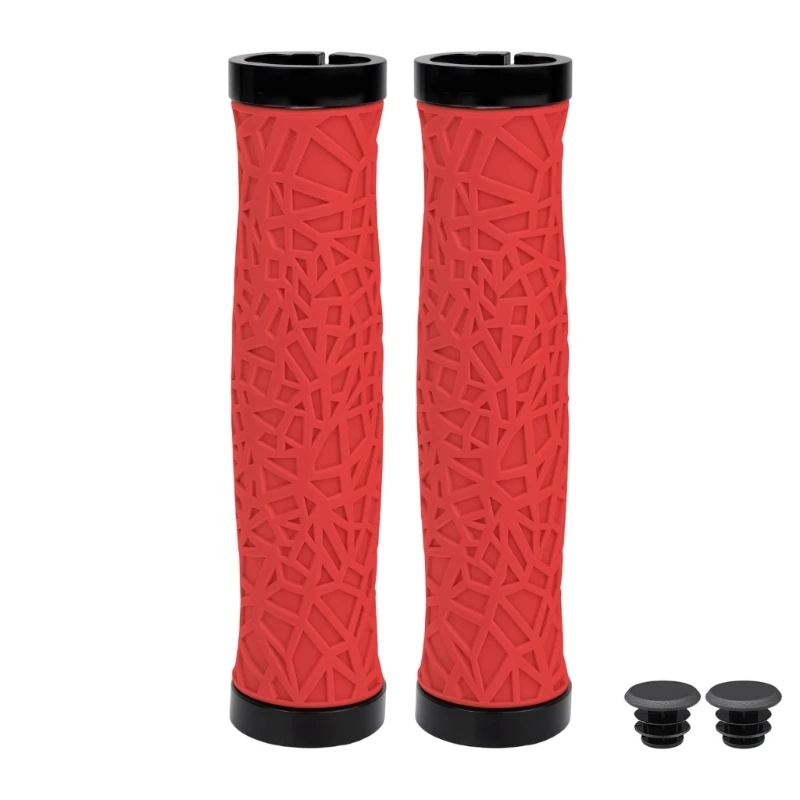 Thermoplastic Elastomer Bar Sleeves Pair for Routine Travel with Web Pattern and Two Collar Bike Bar Form for Use