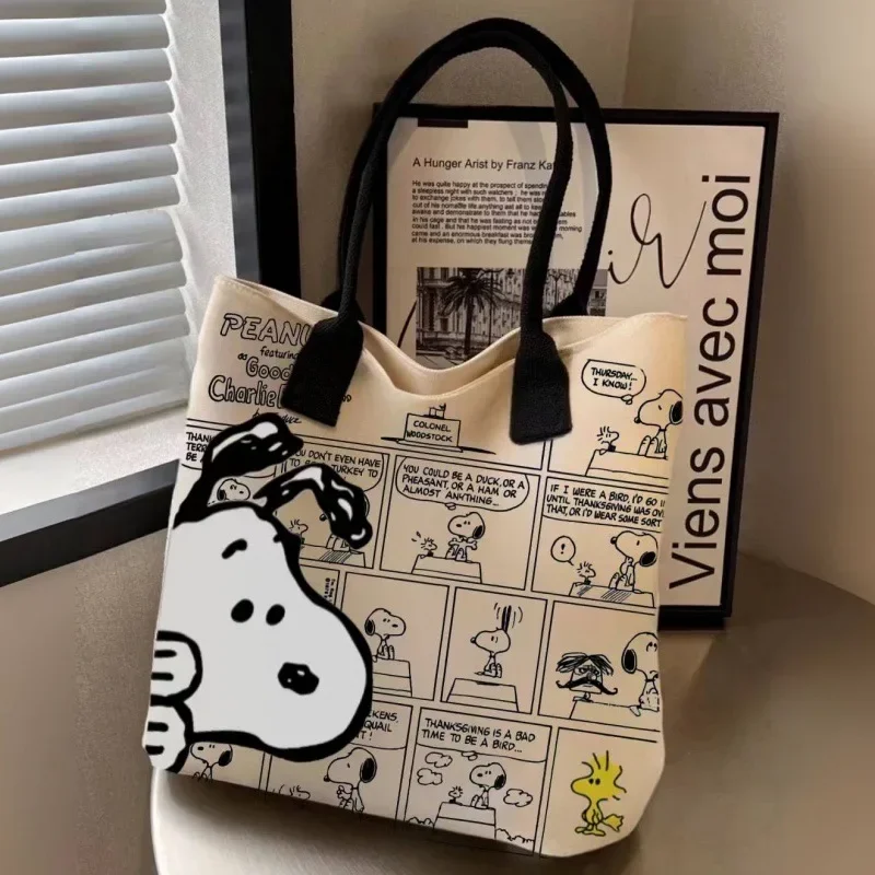 Canvas Bag Women High Capacity Bag Fashion Cartoon Snoopy Handbag Versatile One Shoulder Tote Bag Christmas Present for Girls