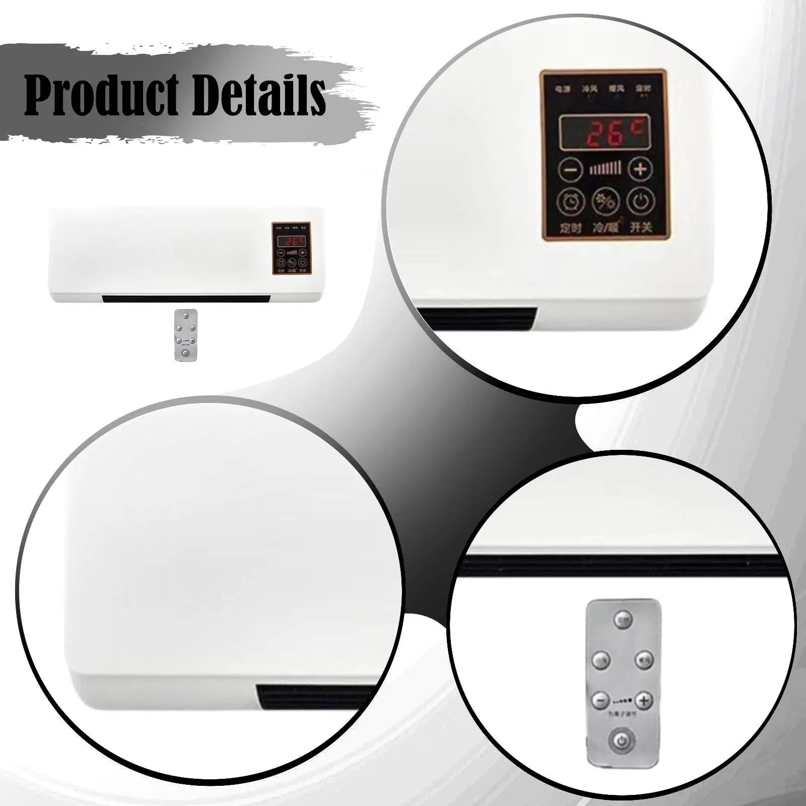 Electric Heater Jp Plug Low Noise Timer Adjustable Dual Use Portable Wall Mounted Air Conditioner for Bathroom Indoor Office Electric Heater Jp Plug Low Noise Timer Adjustable Dual Use Portable Wall Mounted Air Conditioner for Bathroom Indoor Office
